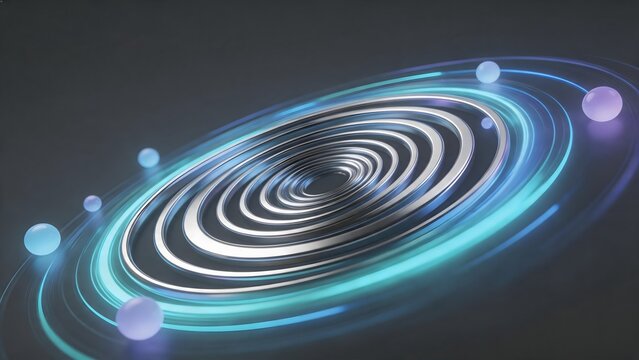 Abstract spiral with glowing orbs