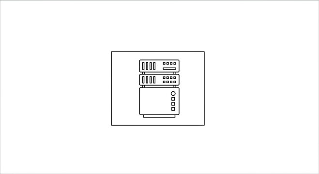 Server Rack Technology Icon: Stacked Computer Servers, Data Storage, Network Hardware