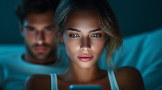 Digital Isolation in Modern Relationships Couple on Phones in Bed Documentary

