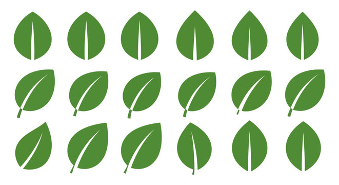 Green Leaves Icons Symbolizing Growth Nature and Sustainability Concepts