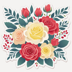 Fototapeta premium Vibrant Bouquet of Roses and Greenery