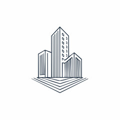 Fototapeta premium A sleek illustration depicts a futuristic cityscape with skyscrapers and buildings.