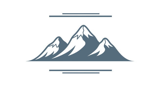 Majestic Mountain Peaks Silhouette with Snow Caps and Graphic Lines