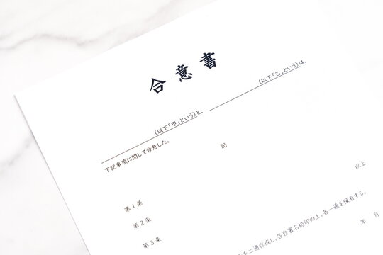 合意書 - 甲と乙の当事者同士が合意した内容を明記した、契約書の一種である合意書
