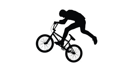 Obraz premium rider silhouette performing a trick on a white background