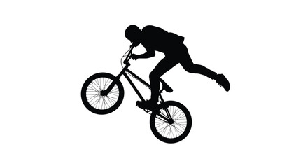 Obraz premium rider silhouette performing a trick on a white background
