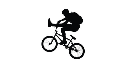 Obraz premium rider silhouette performing a trick on a white background