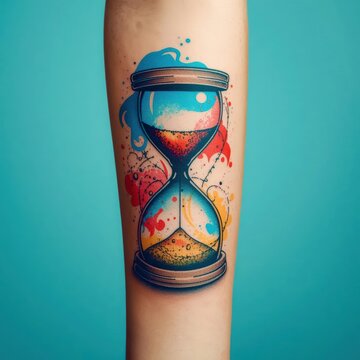 woman tattoo hourglass
