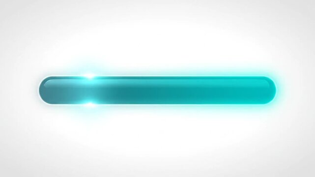 Futuristic cyan-blue loading progress bar animation on a white background, complete system status indication