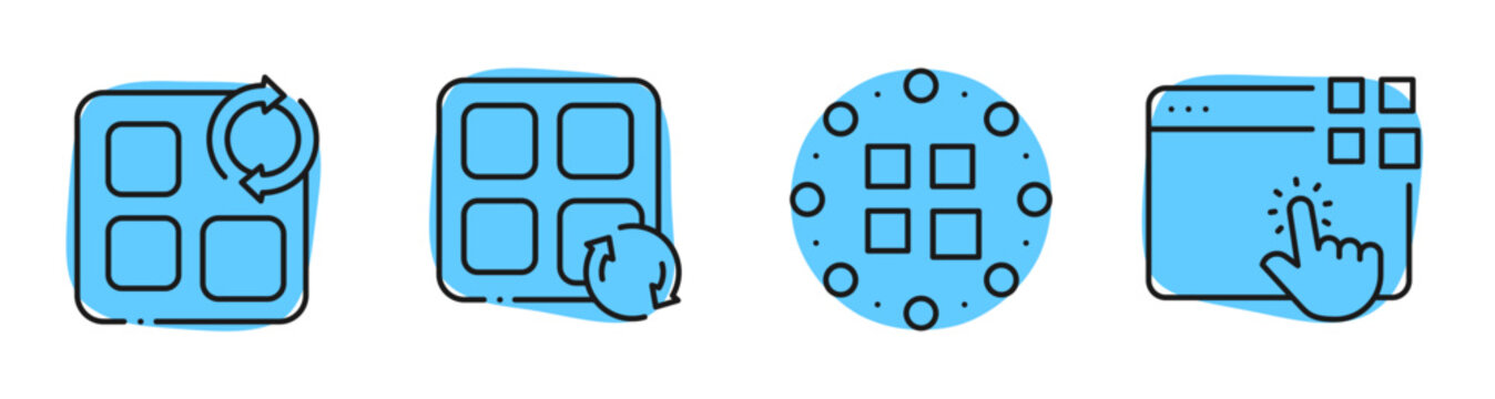 App grid icons showing refreshing and interface selection controls. Editable stroke