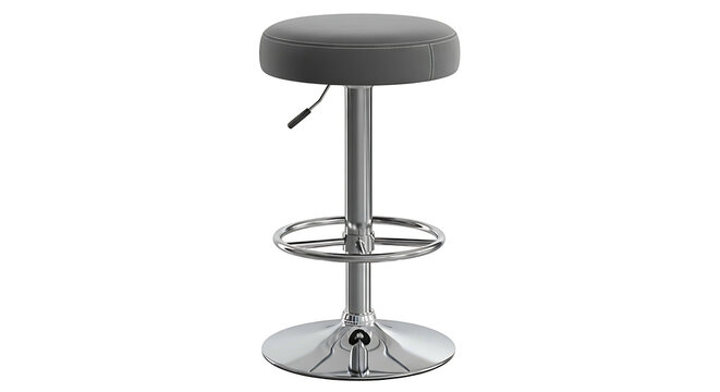 Modern Gray Bar Stool with Chrome Base.
