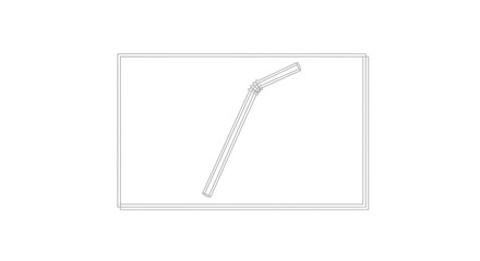 Naklejka premium Plastic Drinking Straw with Bendable Neck - Line Art Icon