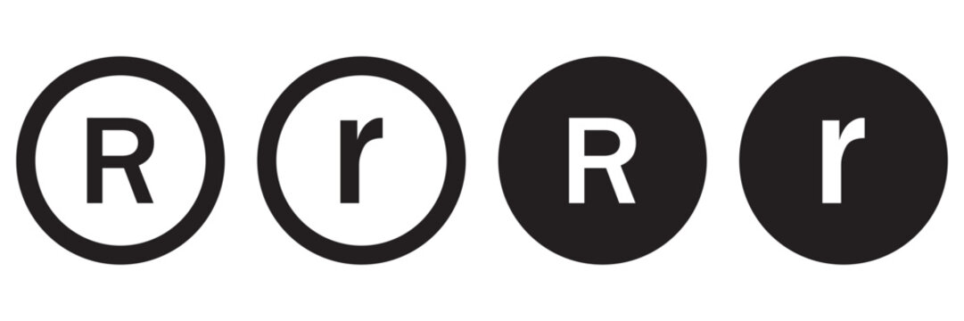 Copyright Trademark Registered Symbol Icon Set Vector, Intellectual Property Protection Branding Rights
 Icons