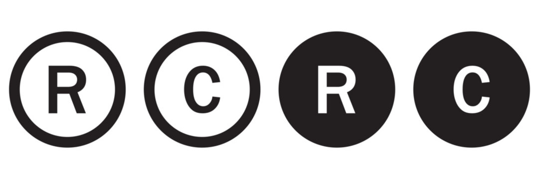 Copyright Trademark Registered Symbol Icon Set Vector, Intellectual Property Protection Branding Rights
 Icons