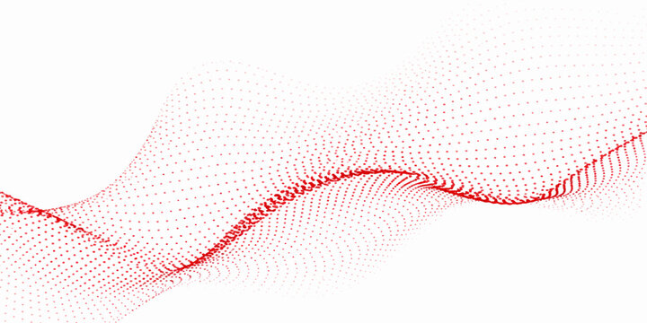 Abstract red wave vector illustration featuring a modern curve line design with halftone dots pattern and light texture for a professional business technology backdrop