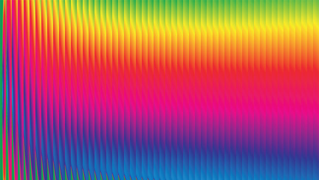 Abstract colorful corrugated plastic surface background with light reflecting from top.