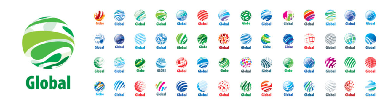 A set of abstract vector logos of the global network
