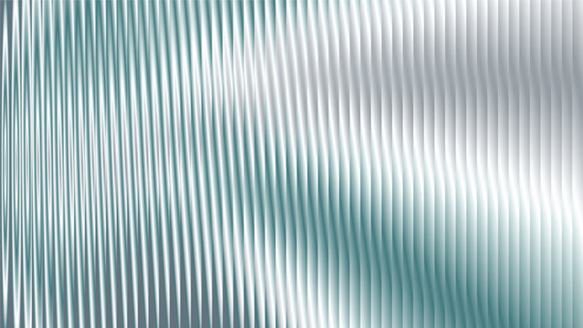 Metallic teal and silver background with wavy vertical ridges and shiny texture.