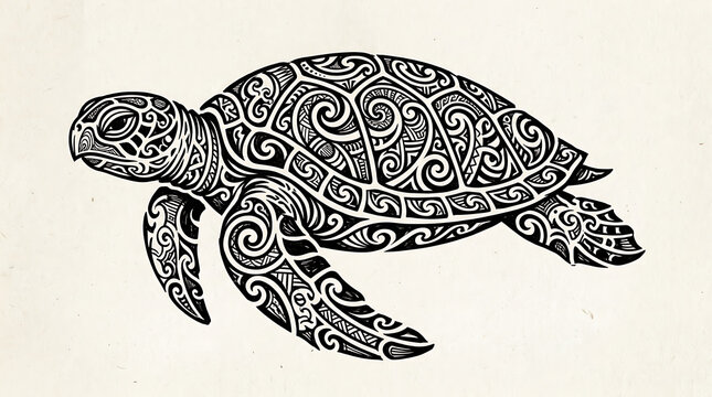 Maori tribal sea turtle print