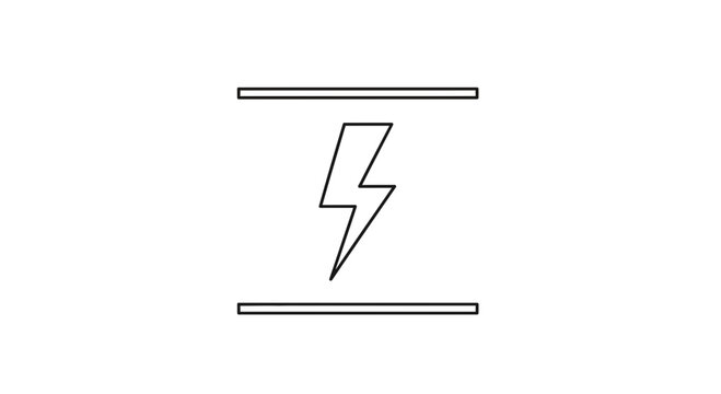 Lightning Bolt Icon Between Parallel Lines, Electrical Energy Symbol