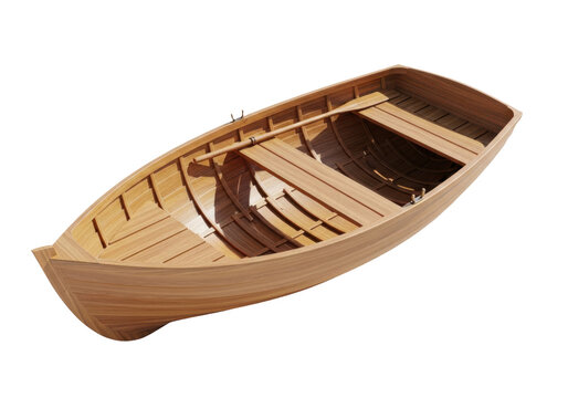 Wooden rowboat isolated on transparent background