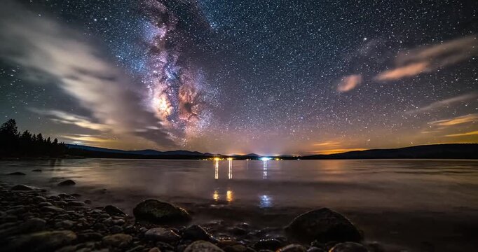 Milky Way Over Water Landscape.