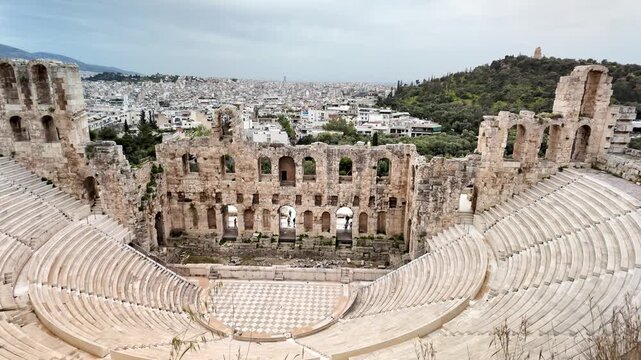 Panoramic view of Odeon of Herodes Atticus in Acropolis