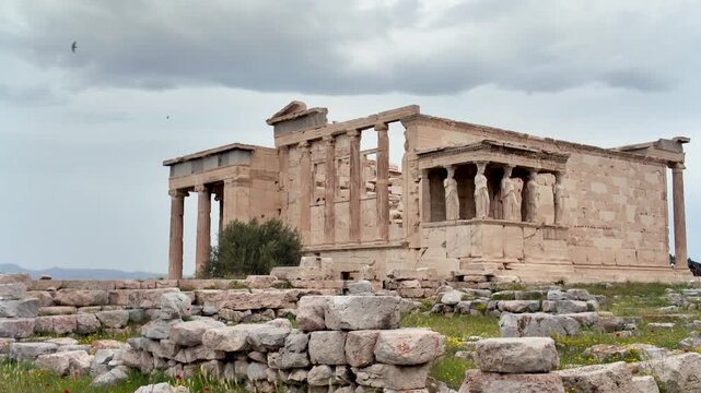 Ancient greek Erechtheum temple in acropolis