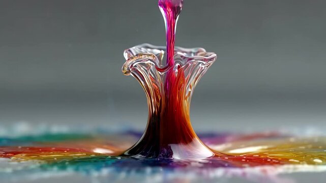 Vibrant multi-colored liquid splash forming a majestic crown shape