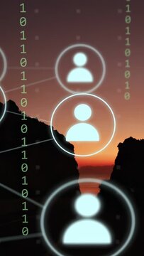 Vertical video: Ring appearing on cliff, starting user nodes spawning and linking, showing web ties