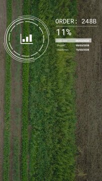 Vertical video: HUD fading in, order cards appearing and percentages rising to show field orders