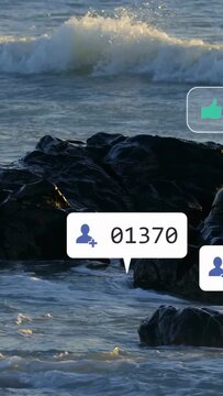 Vertical video: Notification bubbles appearing above rocks stacking and receding, showing counts