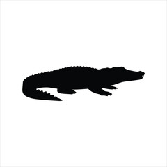 Fototapeta premium Crocodile silhouette vector illustration isolated on white background.