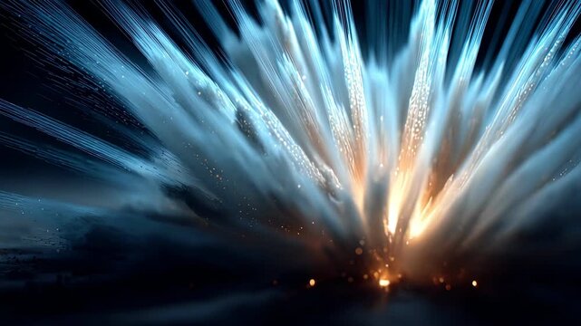 White fiber like structure exploding with warm light from the center.
