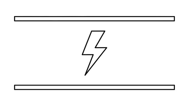 Electric Bolt Symbol Between Parallel Lines, Energy Concept