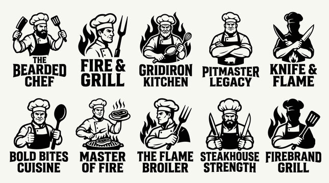 Masculine Grill Master and BBQ Chef Logos