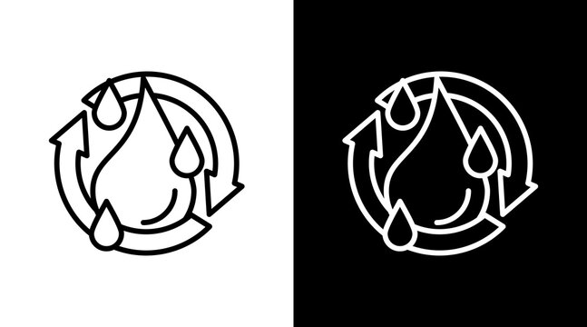 Water Cycle White Icon Set Design