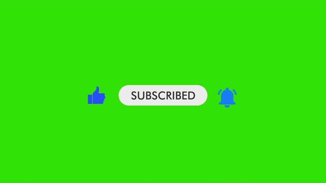 Subscribe and Reminder Button Animation. Animated subscribe button on Green background. Full HD. 4K