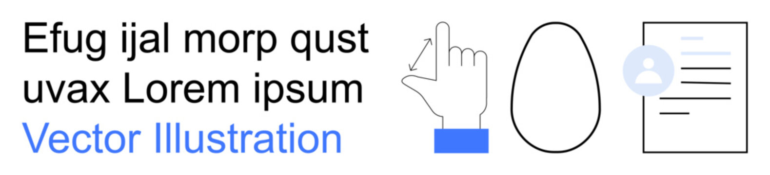 Digital interface design, identity authentication, user experience, profile management, biometrics, online forms. a hand gesture, profile icon and a document symbol. Identity authentication and user