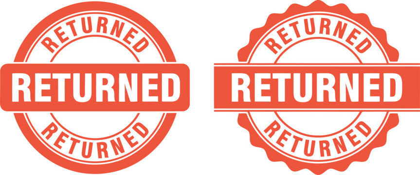Red Returned Stamp Badge Icons for Refunds, Exchanges, and Product Return Policies Vector Set