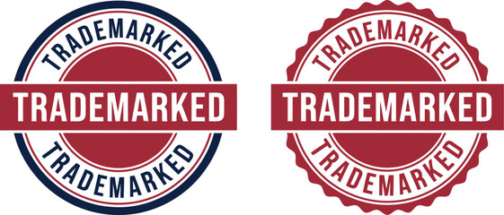 Fototapeta premium Trademarked Badge Vector Set – Red and Blue Official Seal Labels for Branding and Legal Use