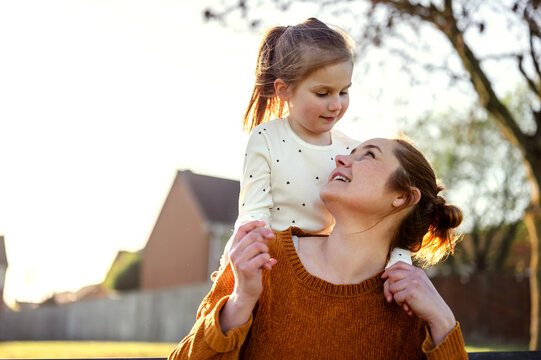 Mother and little girl daughter spending time together