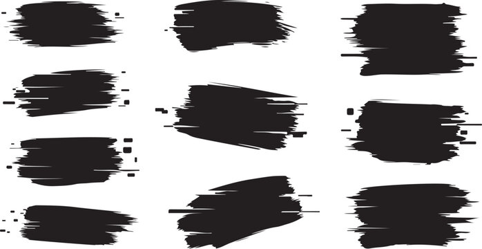 Black Brush Strokes on White Background Texture