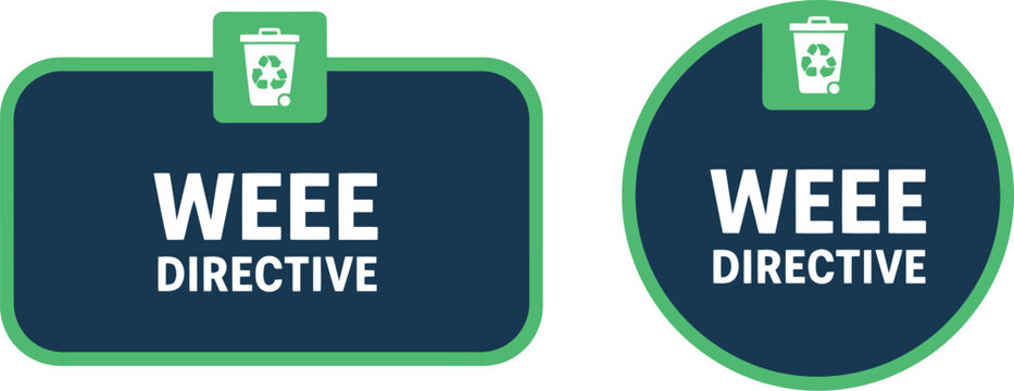 WEEE Directive recycling label icons for electronic waste compliance and environmental sustainability
