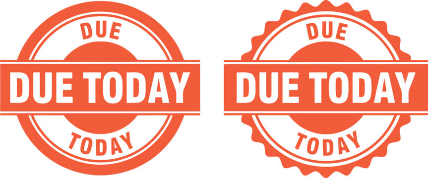 Red Due Today Stamp Badge Icons for Urgent Payment Reminder and Deadline Notification