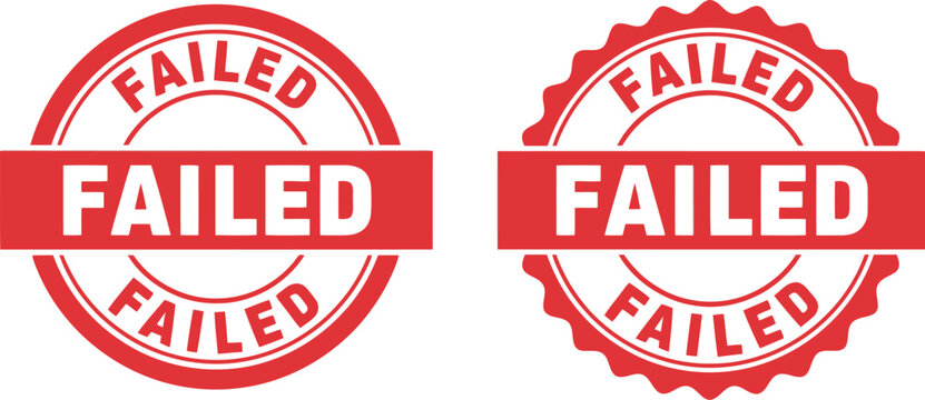 Red Failed Stamp Badge Set Isolated on White Background for Business and Education Use
