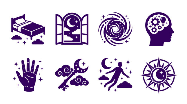 Collection of dream and mind icons.