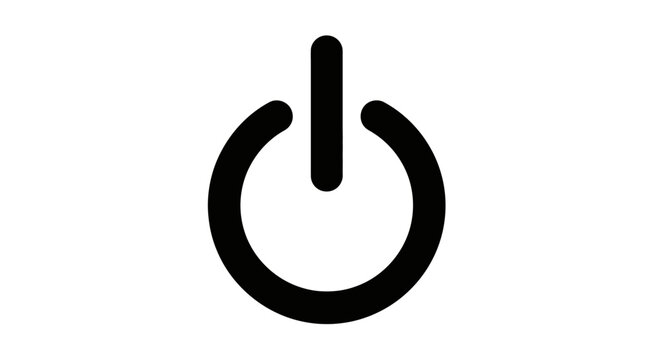 Black Power Button Icon Symbol.