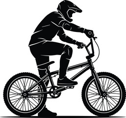 Fototapeta premium BMX Rider Silhouette Illustration Featuring Extreme Cycling Action and Freestyle Bicycle Performance for Sports and Adventure Design