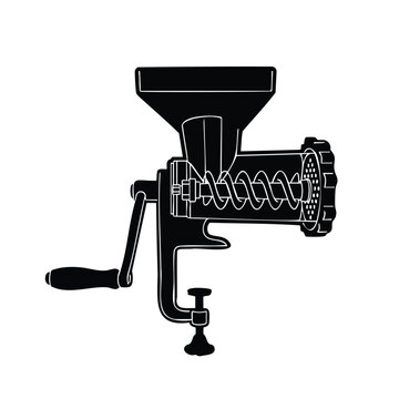 Meat grinder machine silhouette for mincing food illustration vector.